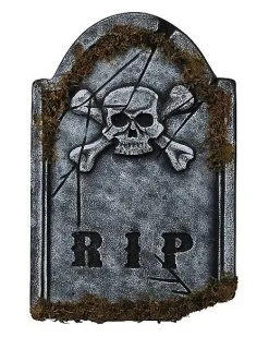 Spirit Halloween 1.5 Ft Skull Face Tombstone With Moss