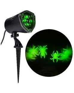 Spirit Halloween Whirl-A-Motion LED Green Spiders Projection Spot Light