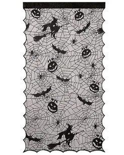 Spirit Halloween Light Up Lace Spider Web Window Curtain -Deals Shop By Theme Store 01409705 b
