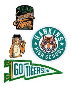Spirit Halloween Go Tigers Pin And Patch Set - Stranger Things