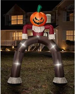 Spirit Halloween 12 Ft Light-Up Pumpkin Scarecrow Inflatable Archway
