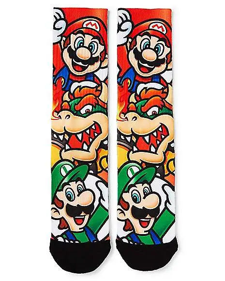Spirit Halloween Super Mario Brothers Crew Socks 3 Spirit Halloween Super Mario Brothers Crew Socks