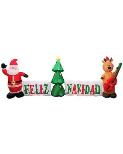 Spirit Halloween 4 Ft Light Up Feliz Navidad Inflatable Decoration